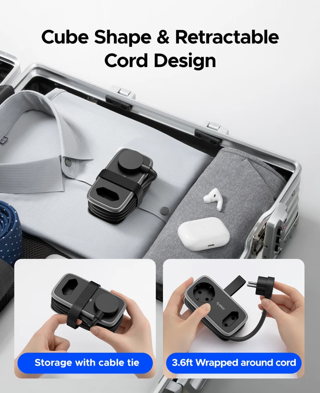 شريط طاقة ORICO بقابس EU مع 2 منفذ AC و3 منافذ USB وكابل تمديد 1.1 متر - 6