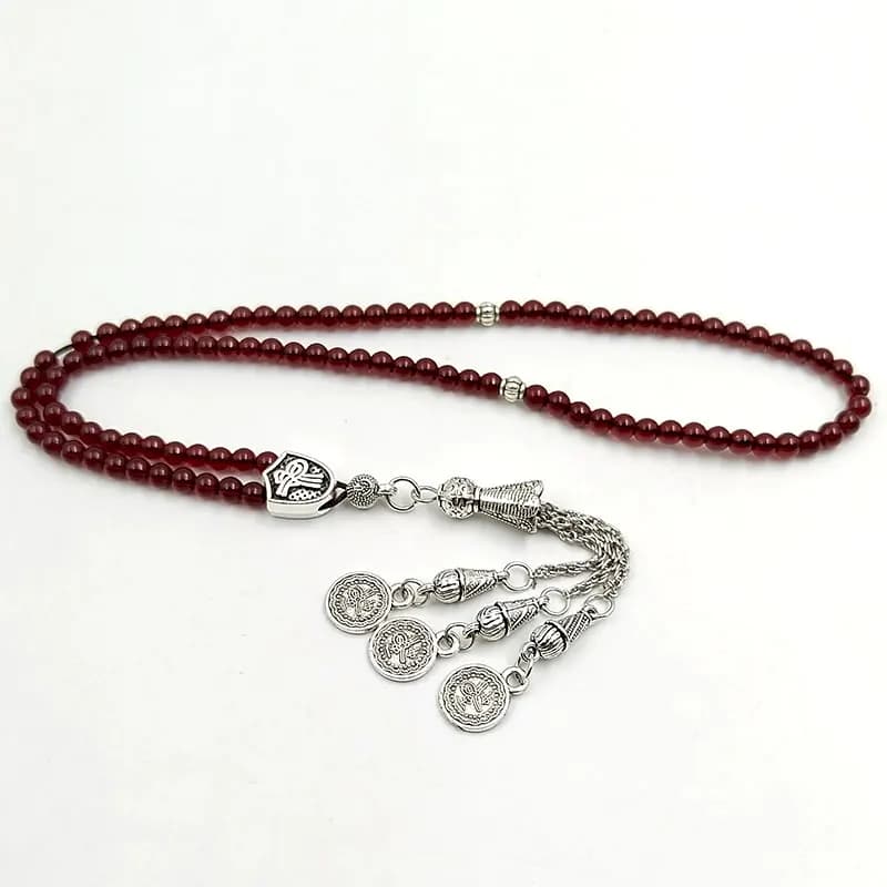 Tasbih 99beads red garnet small size 4mm beads muslim prayer beads islamic eid gift