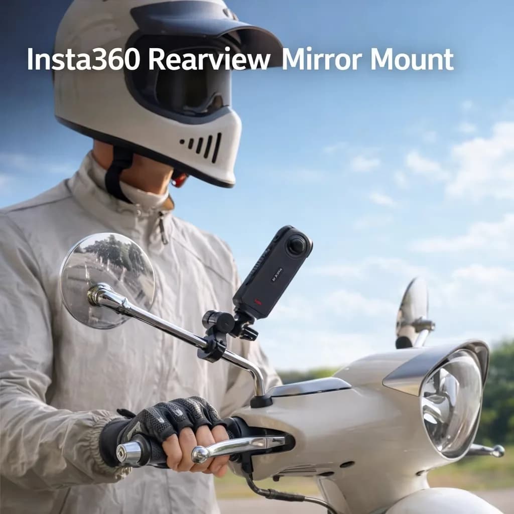 حامل مرآة دراجة نارية Insta360، يناسب ساق 6-15 ملم، دعامة قابلة للتعديل 360 درجة، ملحق أصلي رسمي