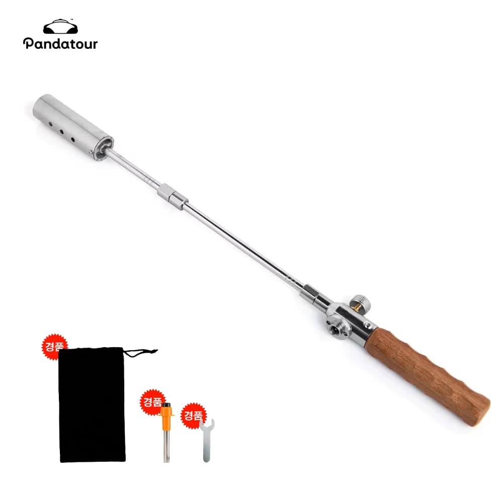 Pandatour Camping Long Flame Igniter Outdoor Portable Wooden Handle Burner Picnic BBQ Gas Tank Spray Gun Removable Stove Toolkit