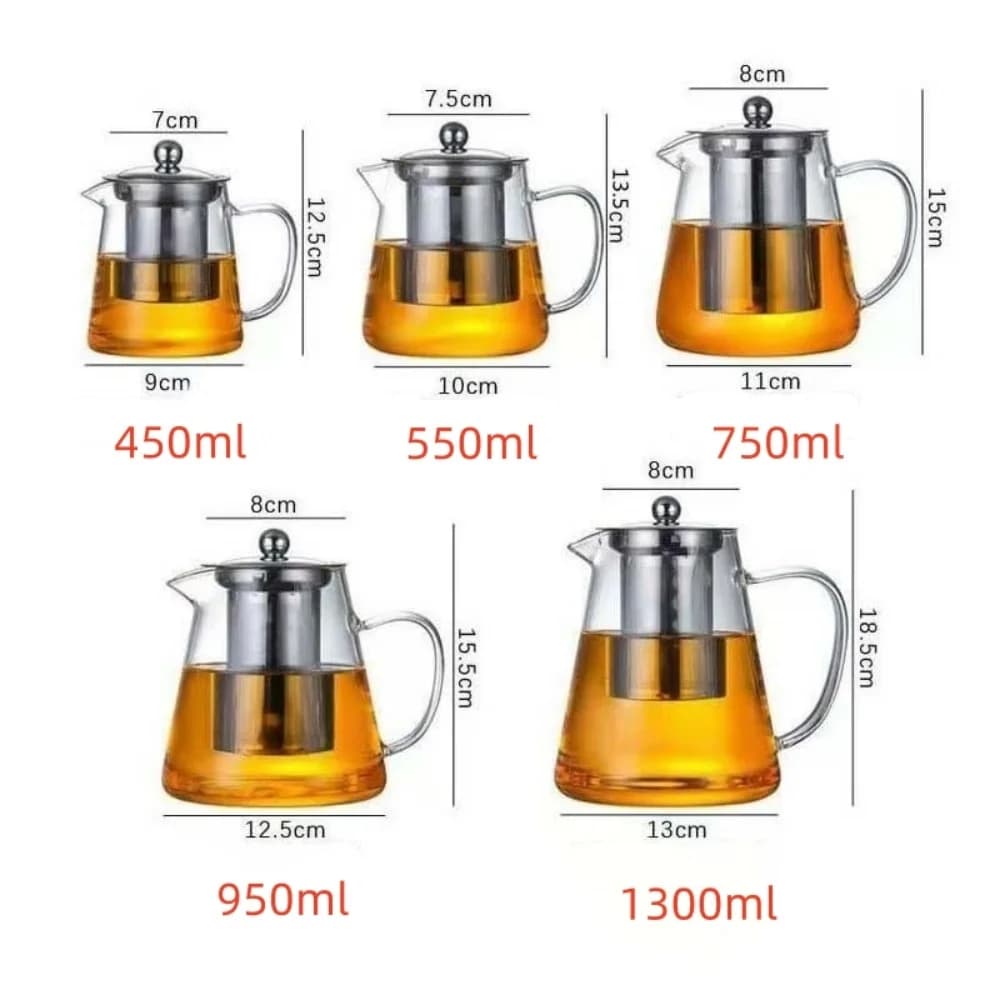 Heat Resistant 1pc Glass Teapot with Stainless Steel Tea Strainer Infuser Flower Kettle Kung Fu Teaware Set Puer Oolong Pot - 6