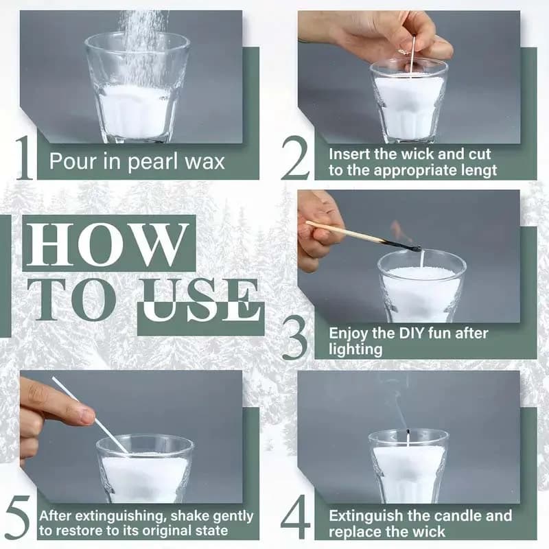 مجموعة شمعة لؤلؤية 200/500 جرام مع مجموعة الفتائل - مجموعة صنع الشموع بنفسك - رمل لؤلؤي قابل لإعادة الملء لحفلات الزفاف والحفلات - 2