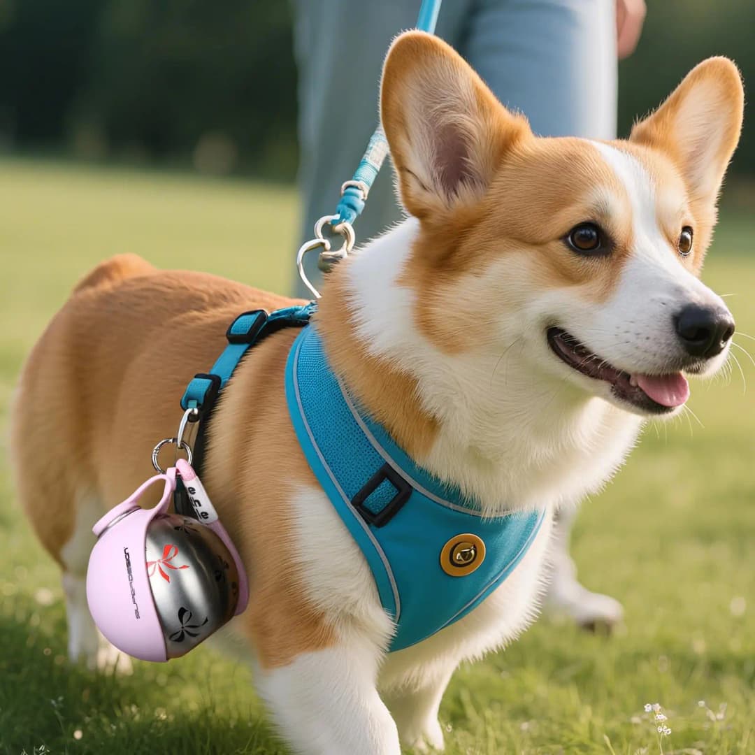 زجاجة ماء محمولة للكلاب الصغيرة، 2 في 1، مضادة للتسرب، مدمجة، من الفولاذ المقاوم للصدأ والسيليكون - 6