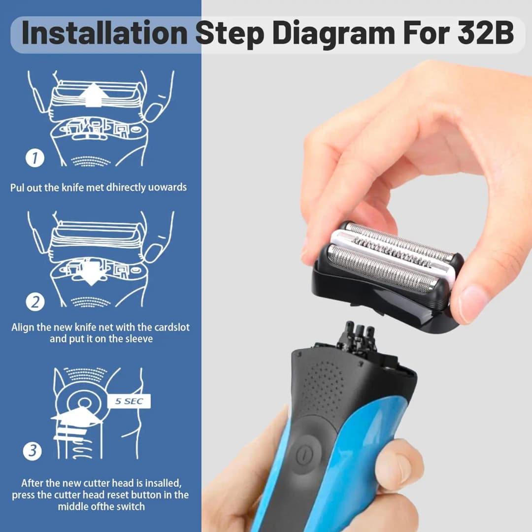 New 32B Replacement Head Compatible with Braun Series 3 3000s 3010s 3020s 3030s 300s 301s 310s 320s 330s Electric Shaver - 5