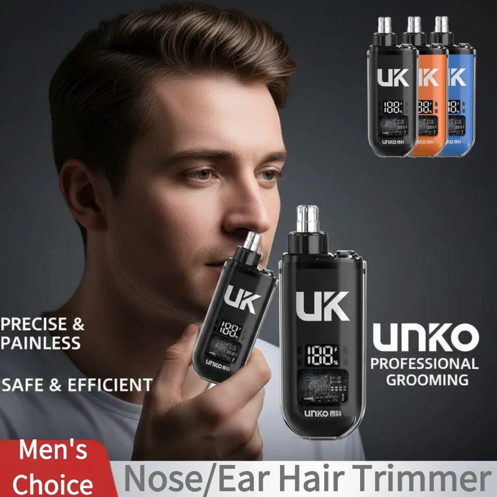 جهاز تشذيب شعر الأنف الذكي للرجال، شاشة رقمية، قابل لإعادة الشحن عبر USB، مقاوم للماء IPX5، تشذيب بدون ألم، طقم العناية الشخصية