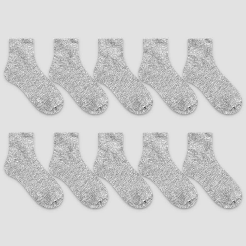 Korean-Made, All-Season, 10-Pair Special Offer Daily Plain Cotton Short Socks - 4