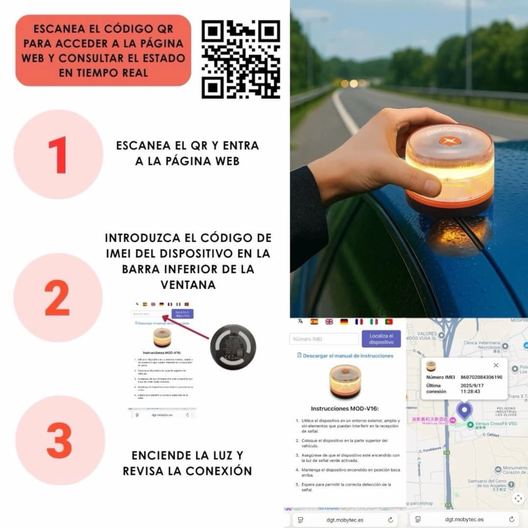2026 latest version ebox car emergency light approved by dgt, with sim and paid data until 2038, beacon v16 approved by dgt with geolocator, mandatory january 2026, light v16 with geolocation 3.0, approved by dgt 3490 - 7