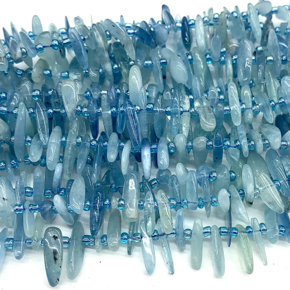Veemake Slabs Slices Stick Teeth Drill Side Comb Beads Kyanite Aquamarine Rhodochrosite Chrysocolla Chrysoprase Moonstone C3 - 4