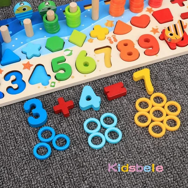 Kids Montessori Math Toys For Toddlers Educational Wooden Puzzle Fishing Toys Count Number Shape Matching Sorter Games Board Toy - 4