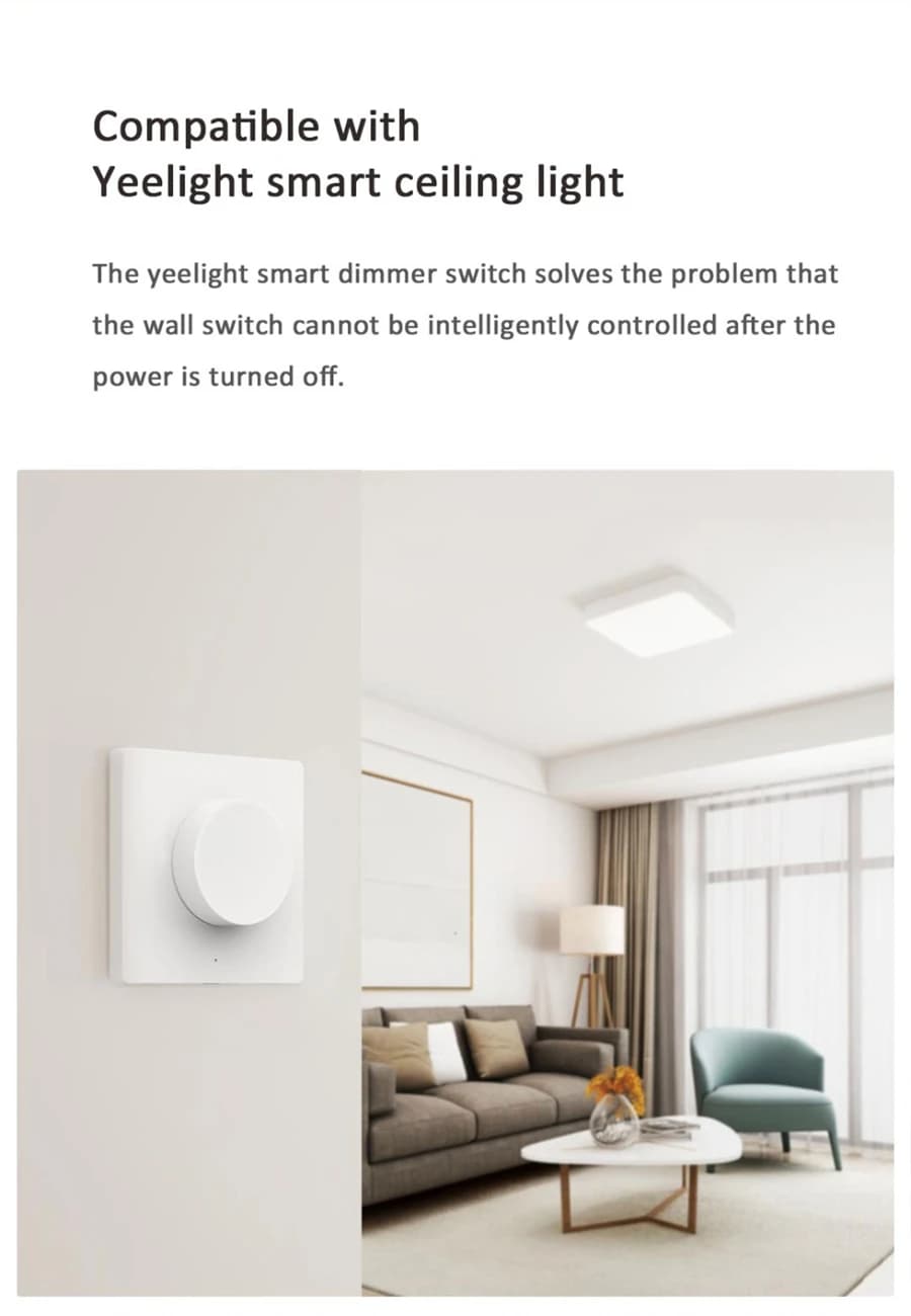 Yeelight Smart Wireless Dimmer Switch Bluetooth connected smart dimming controller is suitable For Yeelight Light Mi Home App - 3