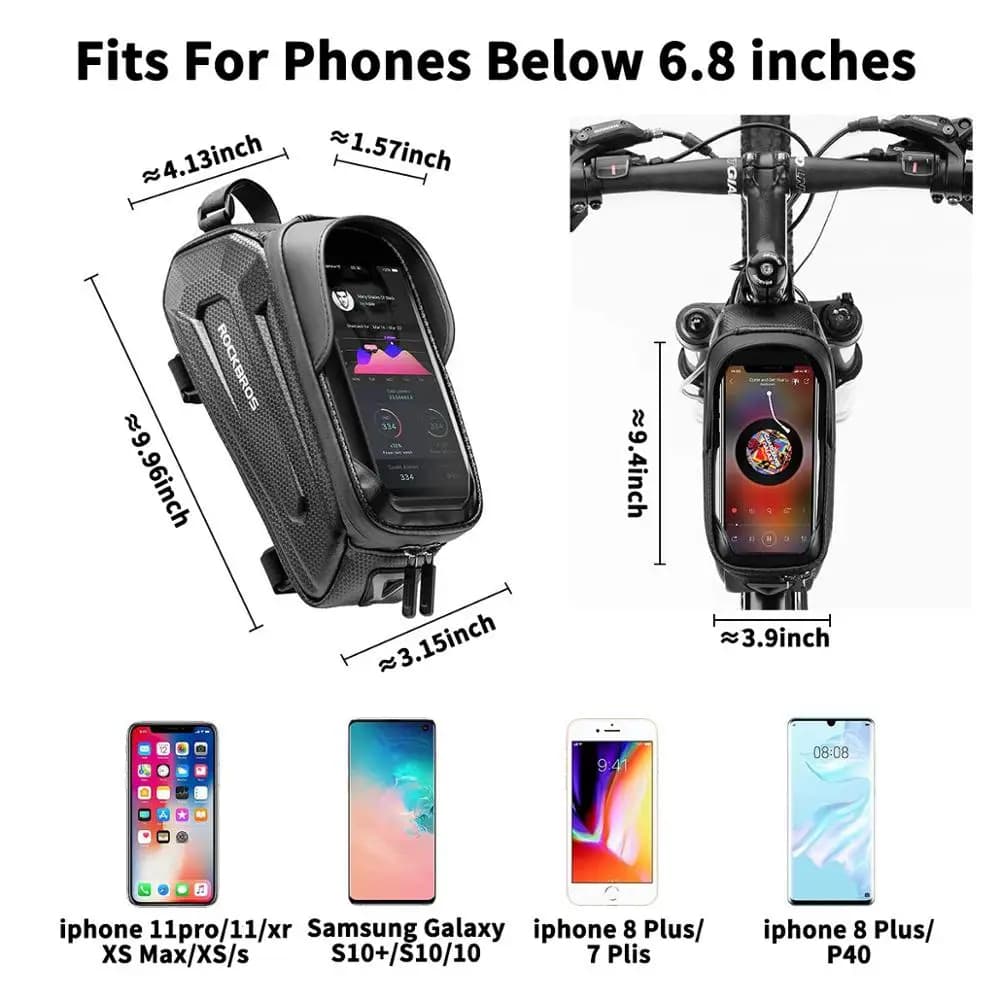 ROCKBROS Bicycle Bag Waterproof Touch Screen Cycling Bag Top Front Tube Frame MTB Road Bike Bag 6.5 Phone Case Bike Accessories - 2