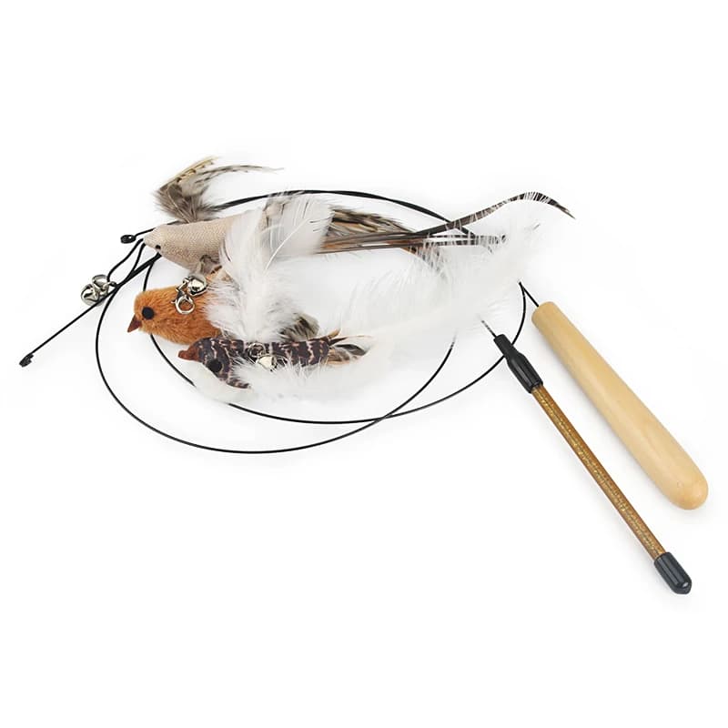 2 قطعة إكسسوارات طائر مزيف لعبة عصا ريشة للقطط لعبة تفاعلية للقطط إكسسوارات حيوانات أليفة - 4