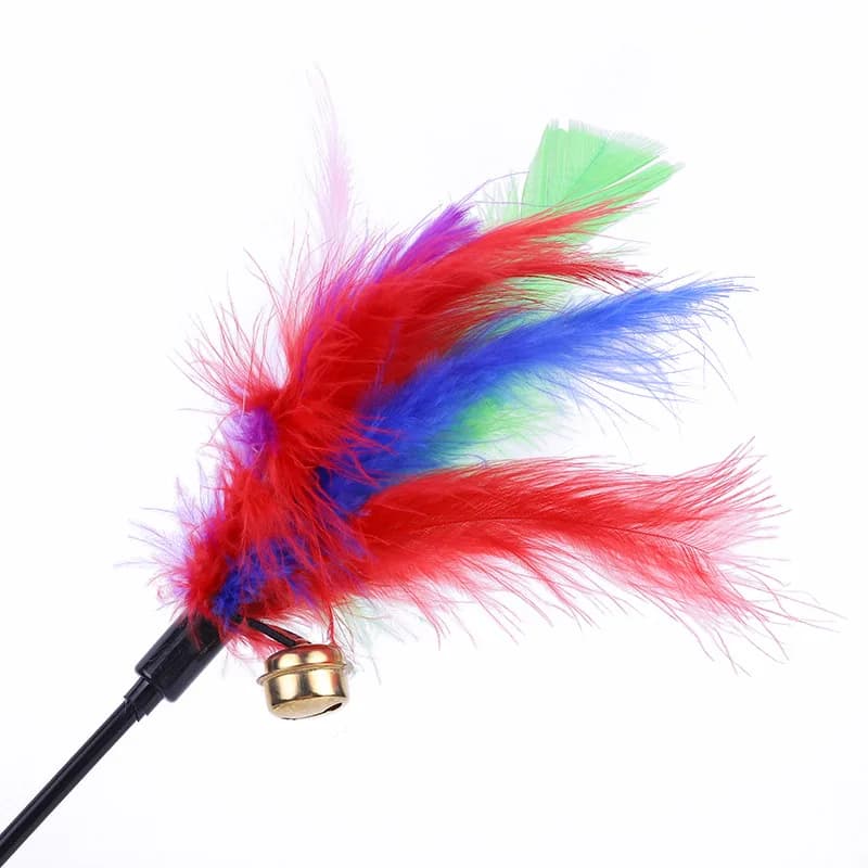 5pcs Funny Kitten Cat Teaser Interactive Toy Rod with Bell and Feather Toys For Pet Cats Stick Wire Chaser Wand Toy Random Color - 3