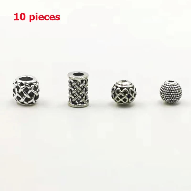 10pcs/bag Tasbih beads Wholesale ancient carving  large hole hollow alloy bead for jewelry spacer bead accessories