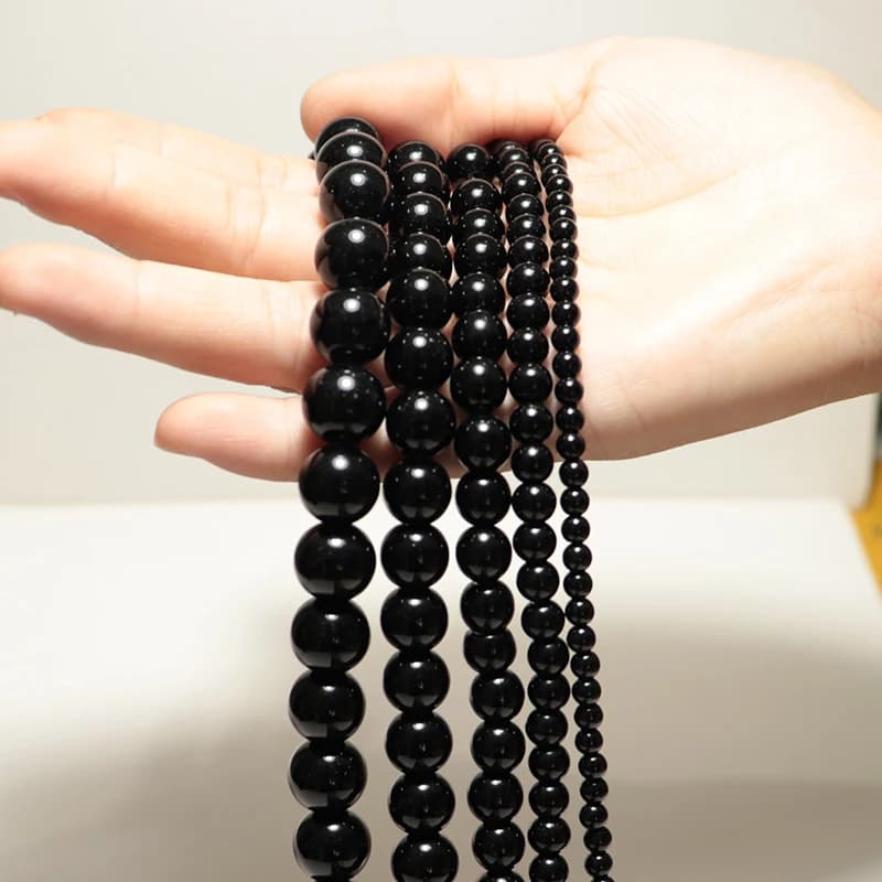Economical 4/6/8/10/12mm Obsidian Stone For Jewelry Making Handmade Black Round Loose Beads DIY Bracelet Necklace Anklet Earring