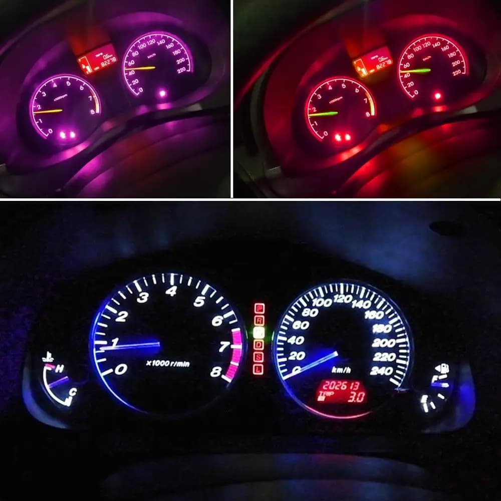 10 قطع مصابيح LED فائقة السطوع T3 T4.2 T4.7 إضاءة داخلية للسيارة مؤشر لوحة القيادة إضاءة تدفئة 3030SMD - 5