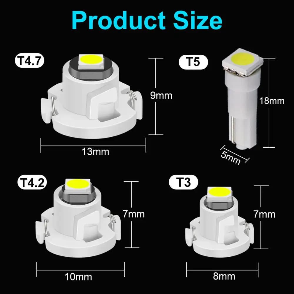 10 قطع مصابيح LED فائقة السطوع T3 T4.2 T4.7 إضاءة داخلية للسيارة مؤشر لوحة القيادة إضاءة تدفئة 3030SMD - 6