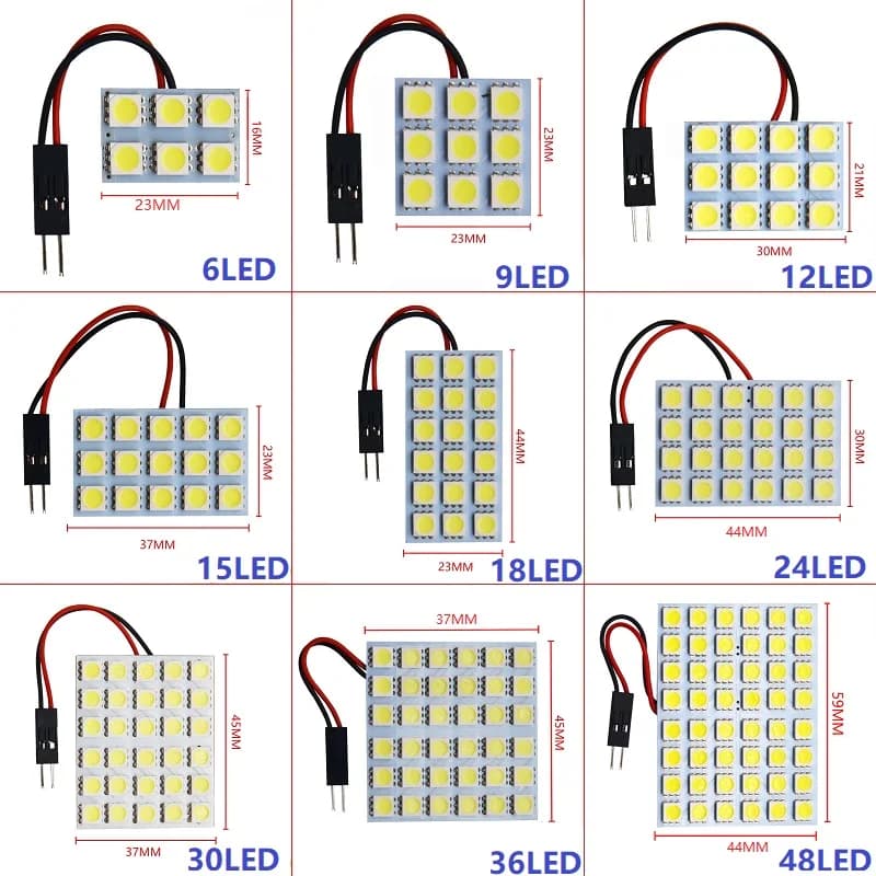 12 36 48 SMD 5050 LED السيارات قبة مصباح لوح سيارة الداخلية القراءة مصباح سقف لمبة مع T10 W5W BA9S C5W فسطون 3 محول قاعدة - 2