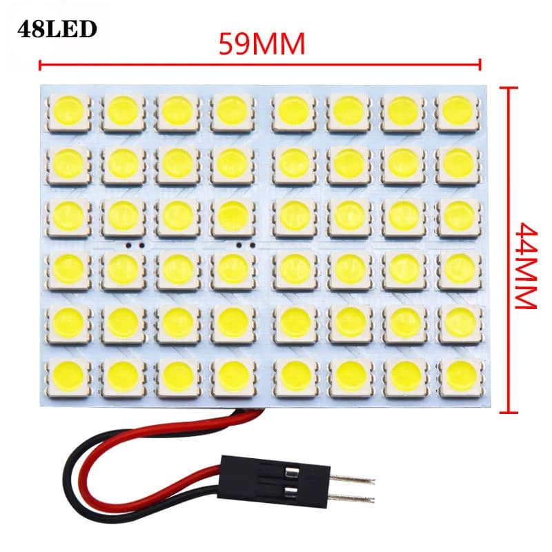 12 36 48 SMD 5050 LED السيارات قبة مصباح لوح سيارة الداخلية القراءة مصباح سقف لمبة مع T10 W5W BA9S C5W فسطون 3 محول قاعدة - 3