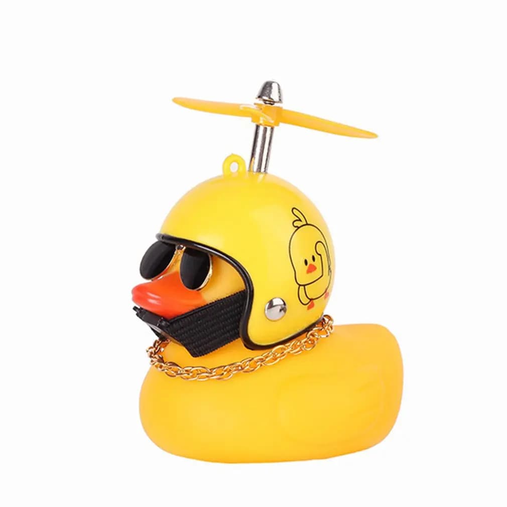 Car Duck With Helmet Broken Wind Pendant Small Yellow Duck Road Bike Motor Helmet Riding Cycling Accessories Without Lights - 4