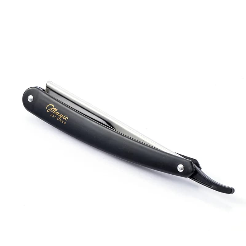 ماكينة حلاقة يدوية احترافية ذات حافة مستقيمة من الفولاذ المقاوم للصدأ قابلة للطي لقص اللحية مع شفرة متوفرة بلونين - 4