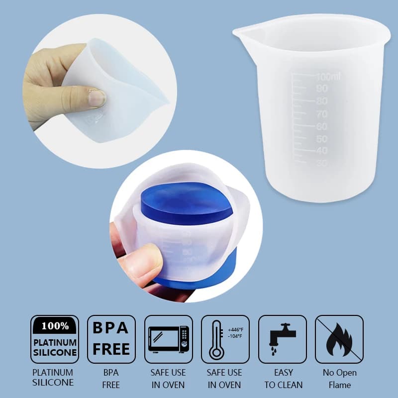 مجموعة أدوات خلط الراتنج مع أكواب وأعواد سيليكون قابلة لإعادة الاستخدام لصنع الحرف اليدوية وخلط الراتنج والإيبوكسي والسوائل - 4