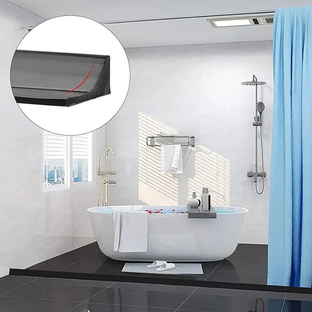 1PC Self-Adhesive Silicone Water Retaining Strip Bathroom Water Stopper Bendable Door Bottom Sealing Strip Shower Dam Barrier - 4