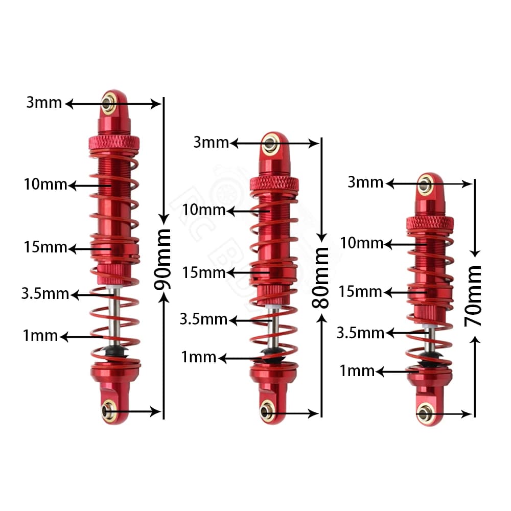 Metal 70mm 80mm 90mm 100mm 110mm 120mm Shock Absorber Oil Damper for 1/10 RC Crawler Car Axial SCX10  AXI03007 RBX10 D90 TRX4 - 2
