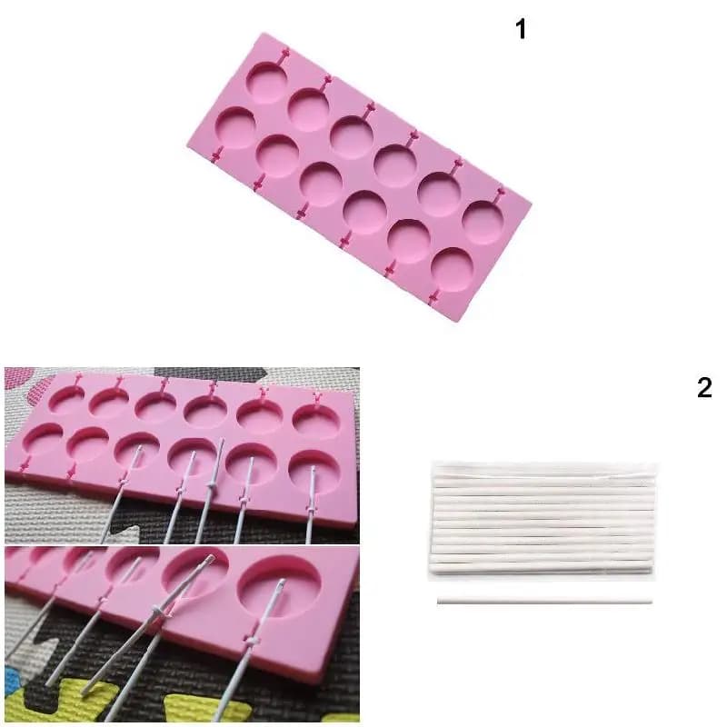 Round Shape Silicone Mold Lollipop Mould Children Kids DIY Baking Tools for Chocolate Candy Biscuit Home Kitchen Accessories - 2