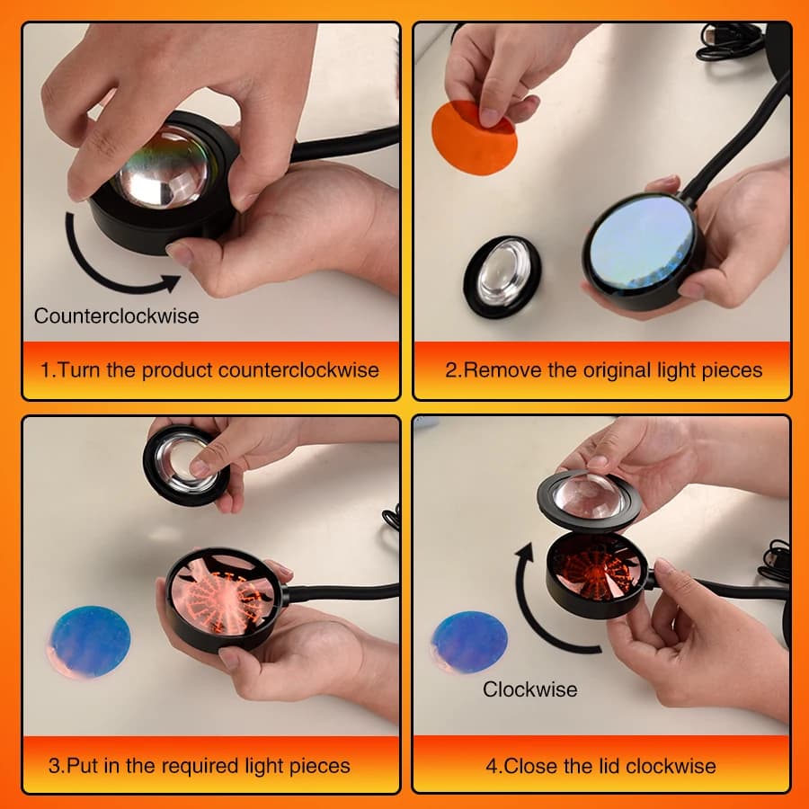 USB غروب الشمس مصباح غروب الشمس العارض المزاج ضوء غرفة المعيشة غرفة نوم ليلة ضوء غرفة ديكور بار جو التصوير الخلفية - 4