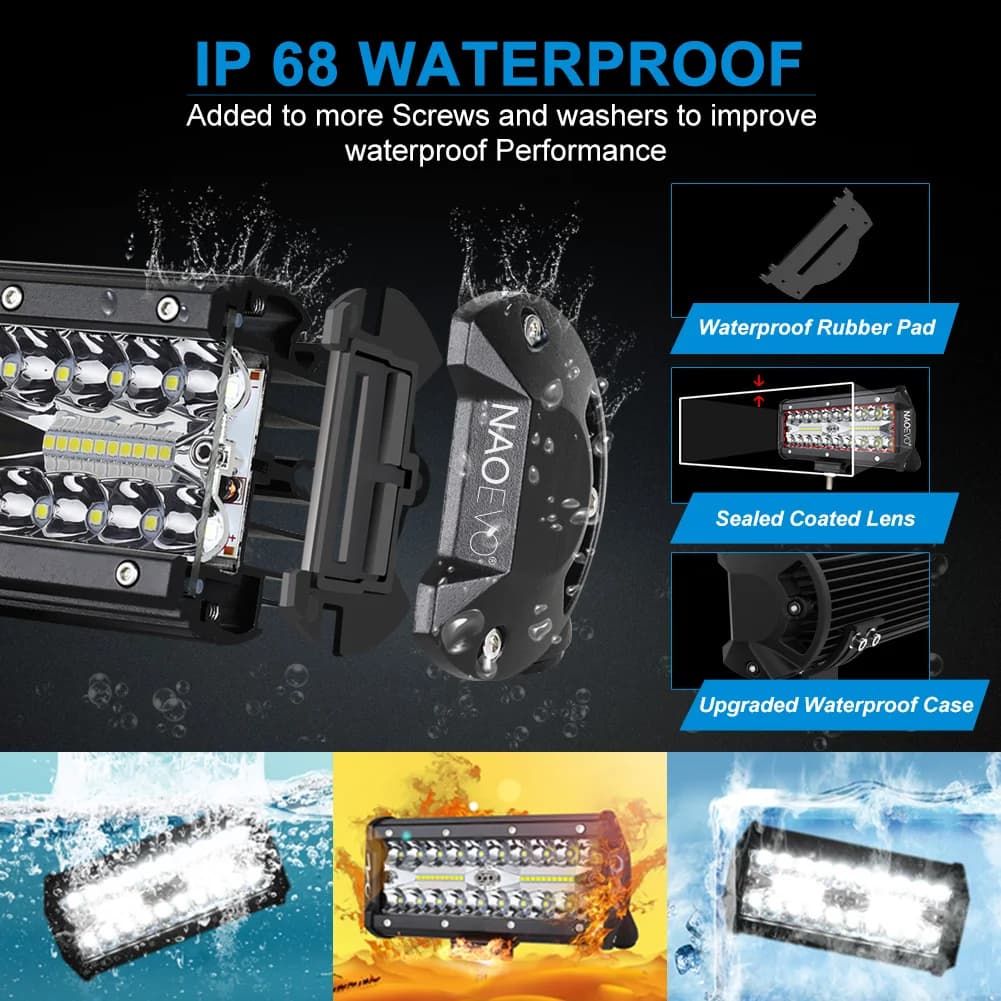 NAOEVO 7 Inch LED Bar Light Off Road 240W 12V 24V Combo Beam led Work Lamp Bracket for Niva lada 4x4 Truck ATV Accessories - 4