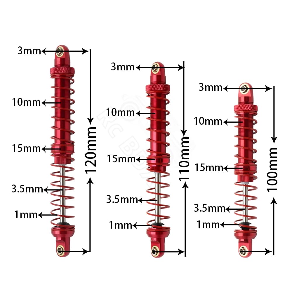 Metal 70mm 80mm 90mm 100mm 110mm 120mm Shock Absorber Oil Damper for 1/10 RC Crawler Car Axial SCX10  AXI03007 RBX10 D90 TRX4 - 3