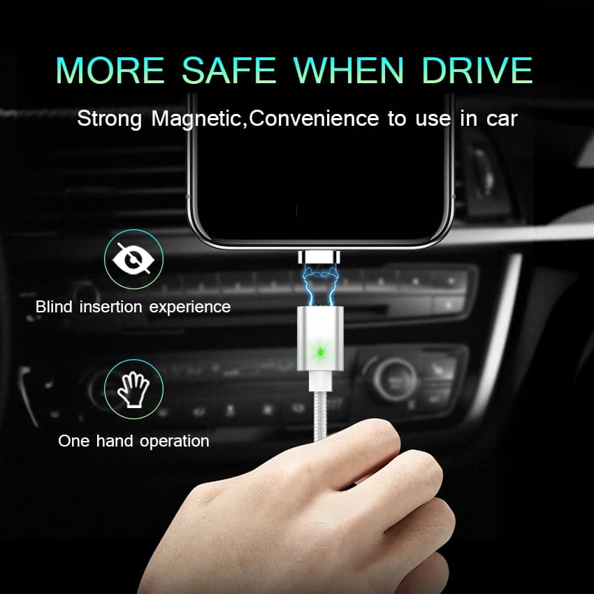 كابل مغناطيسي من نوع C بطول 1 متر و3A من JianHan مع إضاءة LED للشحن السريع لهواتف Samsung وXiaomi وHuawei - 2