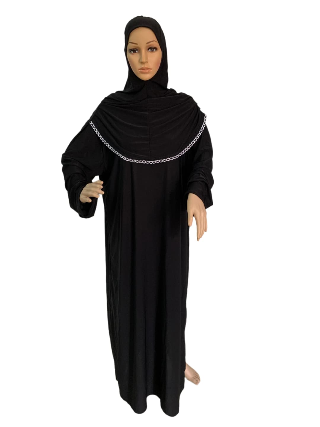 H118 Free size muslim dress with attached hijab pray khimar kaftan  burqa abaya robe hijab middle east clothing - 2
