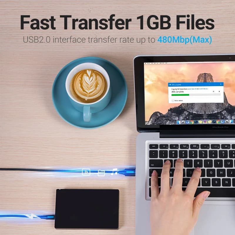 كابل ميني USB من فينشن، شحن سريع، نقل بيانات، متوافق مع الكاميرات الرقمية، مشغلات MP3/MP4، DVR، GPS - 3