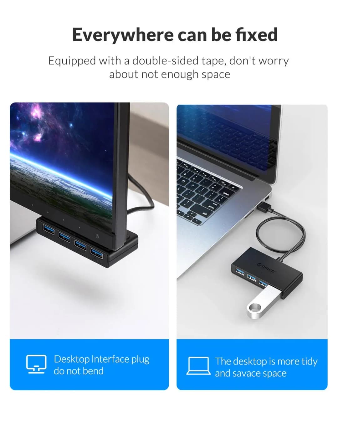 موزع USB من ORICO بـ 4 منافذ USB 3.0، مع مصدر طاقة، ملحق لأجهزة الكمبيوتر PC وWindows وMac، أطوال 30/100/150 سم - 5