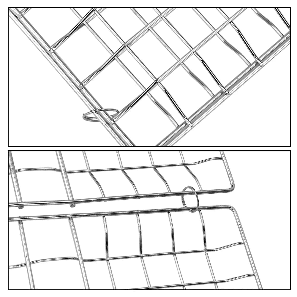 Barbecue Grilling Reusable Meat Fish Clip Holder Wooden Handle Stainless Steel Grill Mesh Foldable BBQ Grill Mat Grilling Basket - 5