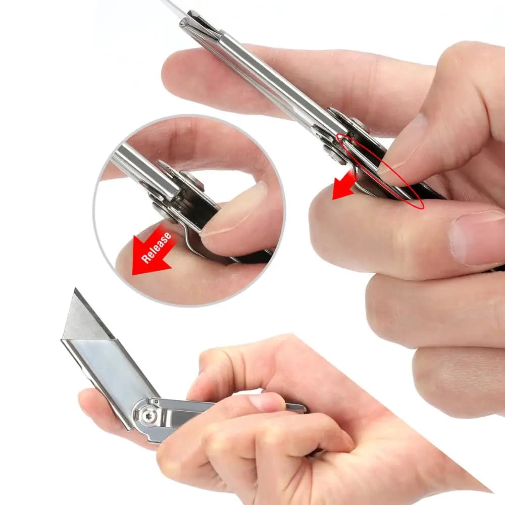 مجموعة سكين متعدد الاستخدامات قابل للطي من WORKPRO 1-3 قطعة سكين من الفولاذ المقاوم للصدأ لقطع الورق والصناديق سكين بشفرة قابلة للتغيير السريع - 3