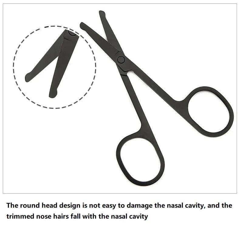 مقص شعر الأنف الصغير من الفولاذ المقاوم للصدأ - محمول، رأس دائري - 4