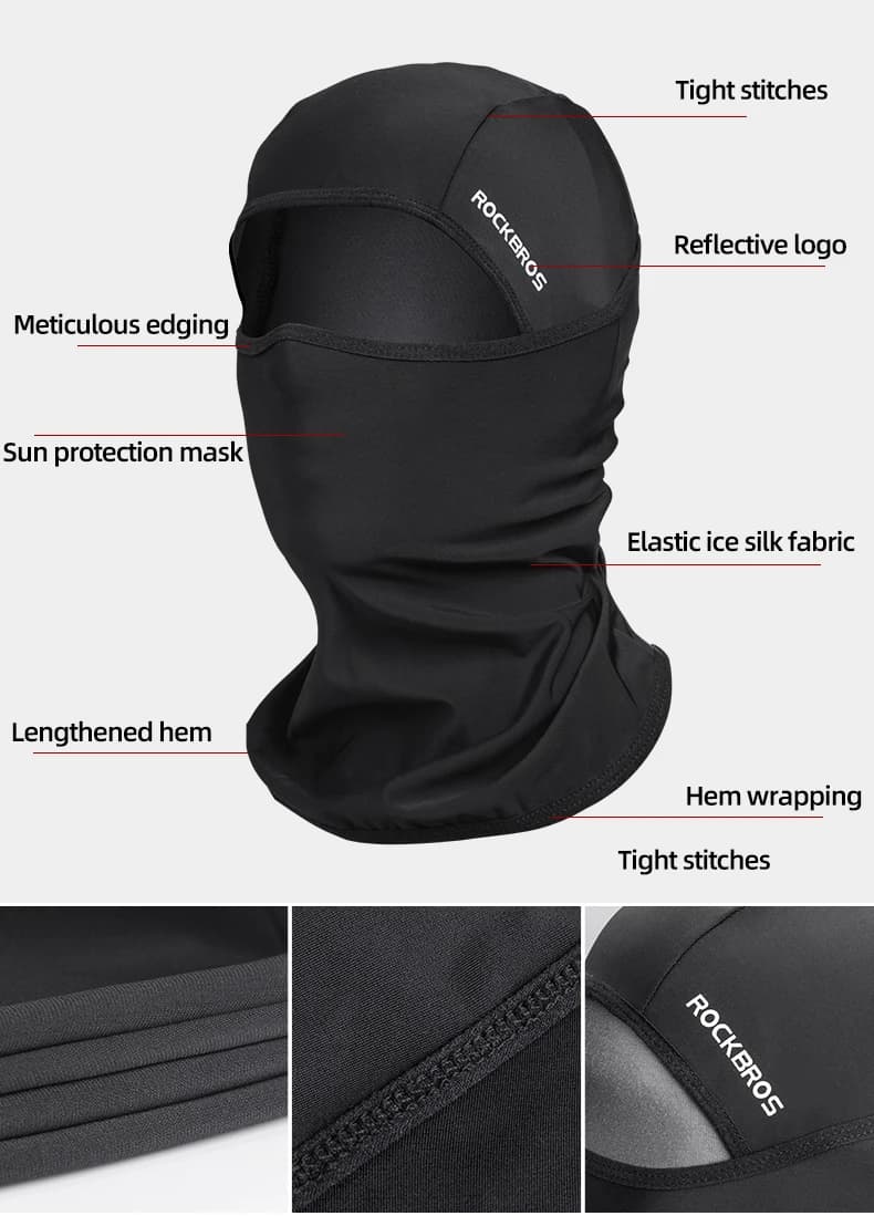 قبعات دراجات صيفية من ROCKBROS من حرير الثلج، حماية من الأشعة فوق البنفسجية، قابلة للتنفس، باندانا دراجات، وشاح رياضي، قناع وجه كامل للدراجات الجبلية والطرق - 3