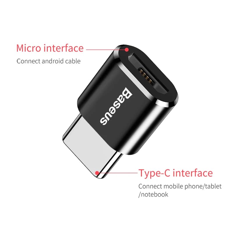 محول Baseus من USB إلى Type C OTG محول ذكر USB-C إلى Micro USB Type-c أنثى لجهاز Macbook Samsung S20 موصل USBC OTG - 4