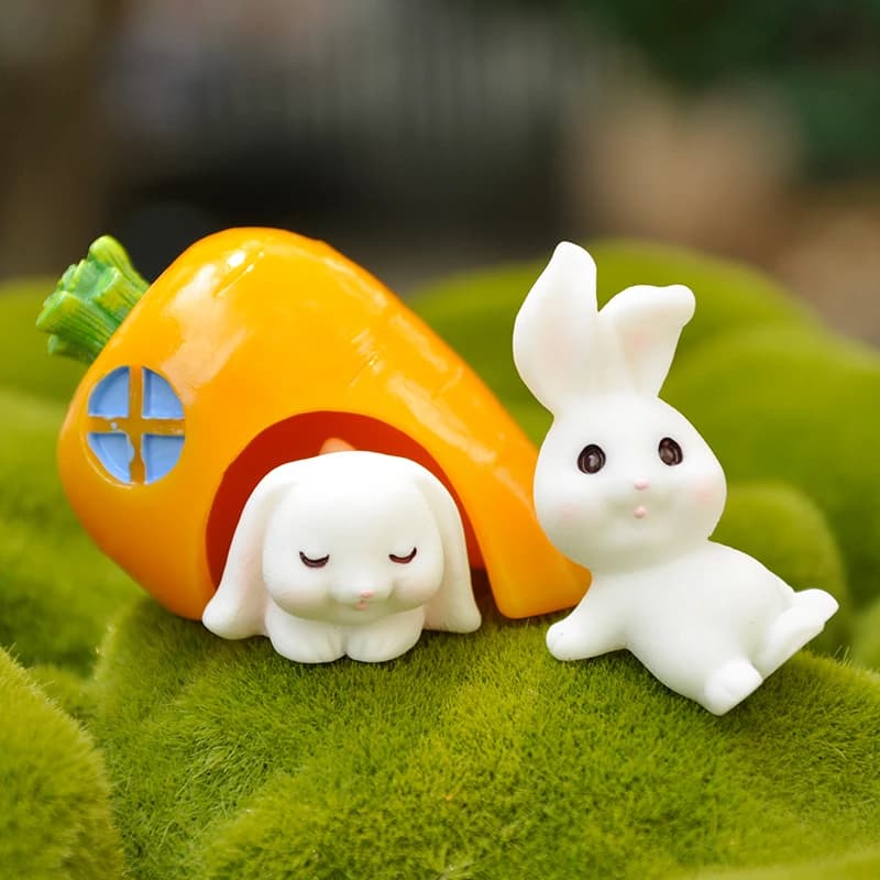 1 PC Easter Bunny Decoration Resin Plastic Craft Miniature Rabbit Model Home Decor Desktop Garden Decoration Easter Decoration - 6