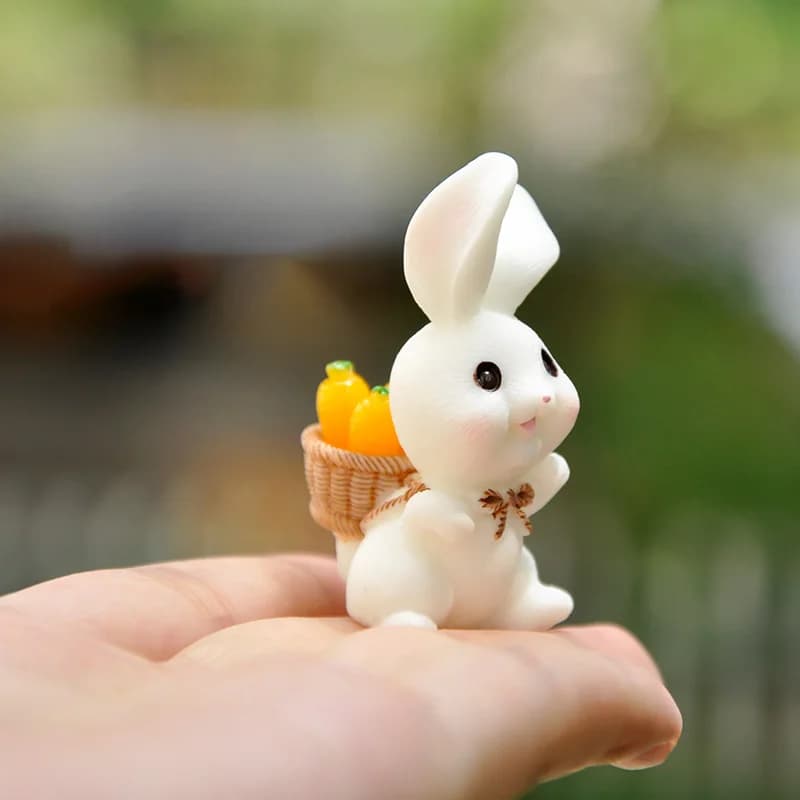 1 PC Easter Bunny Decoration Resin Plastic Craft Miniature Rabbit Model Home Decor Desktop Garden Decoration Easter Decoration - 5