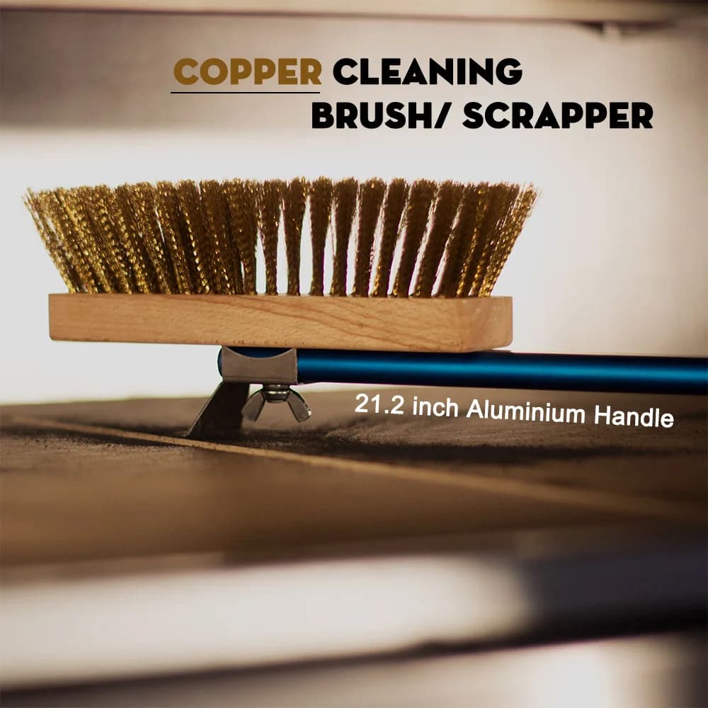 PizzAtHome فرن البيتزا فرشاة النحاس الخشن النحاس مكشطة فرشاة فرن تنظيف الشواية المنزلية مع مقبض ألومنيوم 21 بوصة - 2