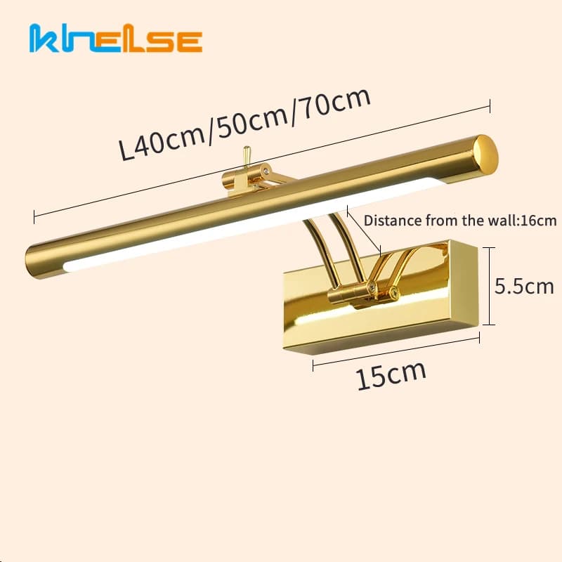 Modern LED Bathroom Wall Lamp Waterproof Stainless Steel L40/55/70CM Indoor Mirror Sconce Vanity Wall Lights Fixture With Switch - 3