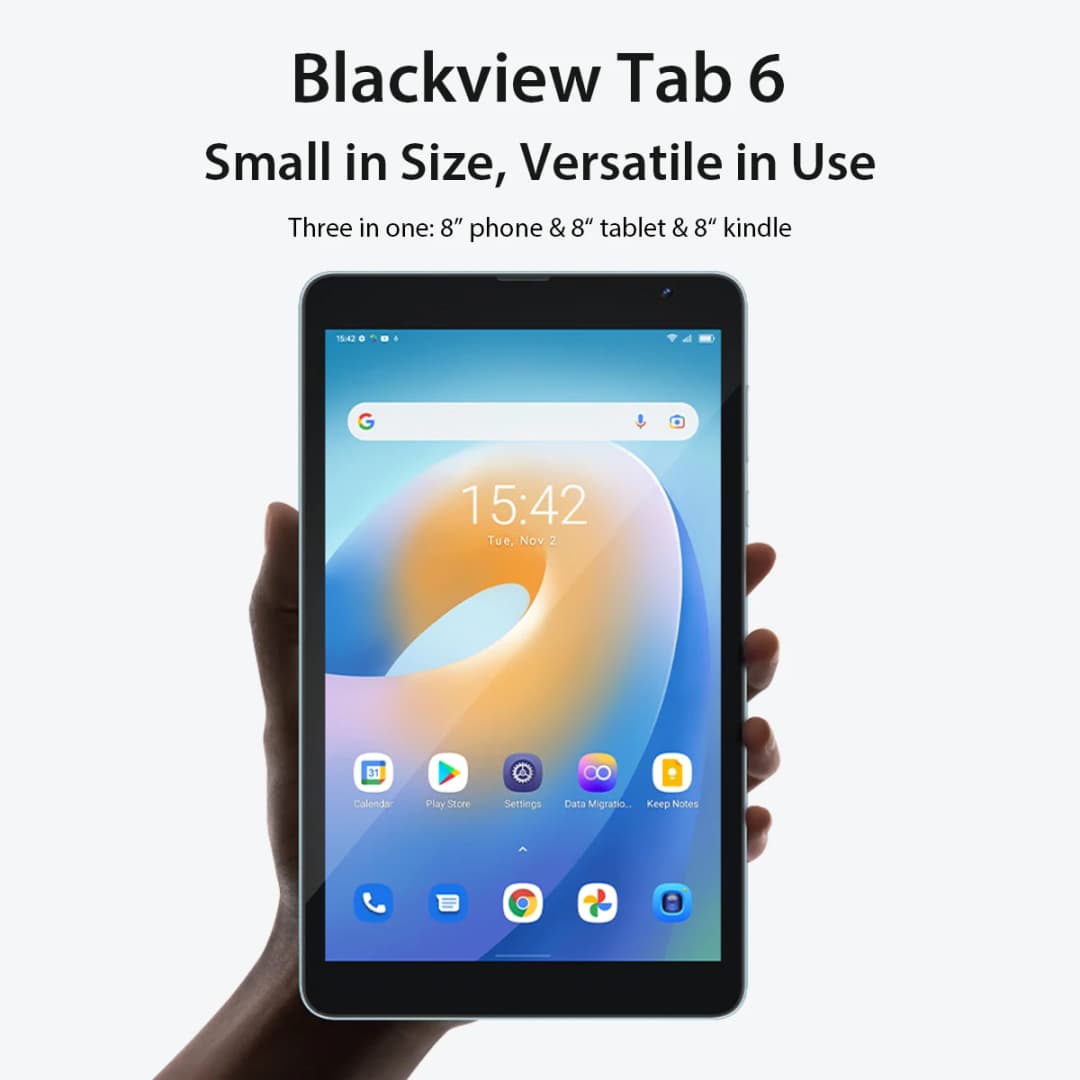 جهاز لوحي Blackview Tab 6، شاشة 8 بوصة، ذاكرة رام 3 جيجابايت، ذاكرة داخلية 32 جيجابايت، نظام أندرويد 11، بطارية 5580 مللي أمبير، يدعم المكالمات الهاتفية و4G وWiFi وLTE، متوافق مع Kindle وEbook - 2