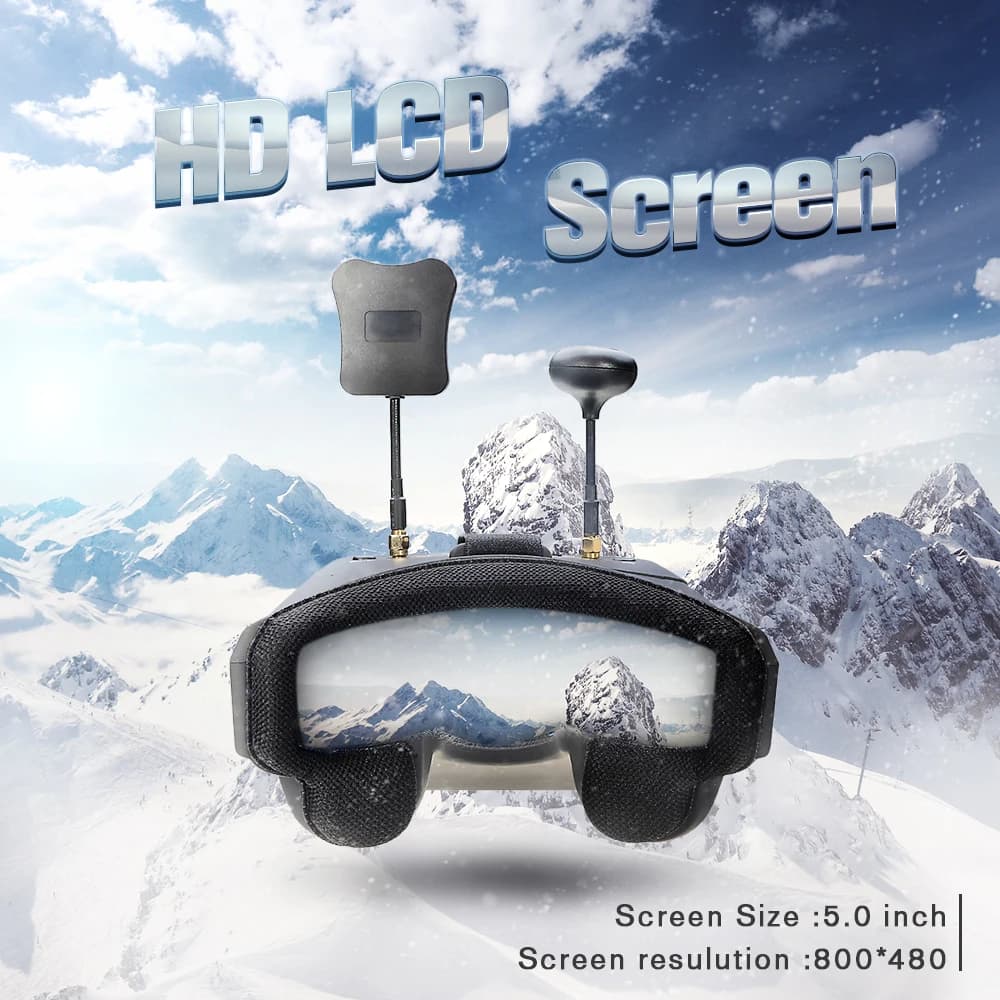 نظارة فيديو Eachine EV800D، 5.8G، 40 قناة، 5 بوصة، 800*480، نظارة FPV بتنوع HD DVR مع بطارية لنماذج RC - 2