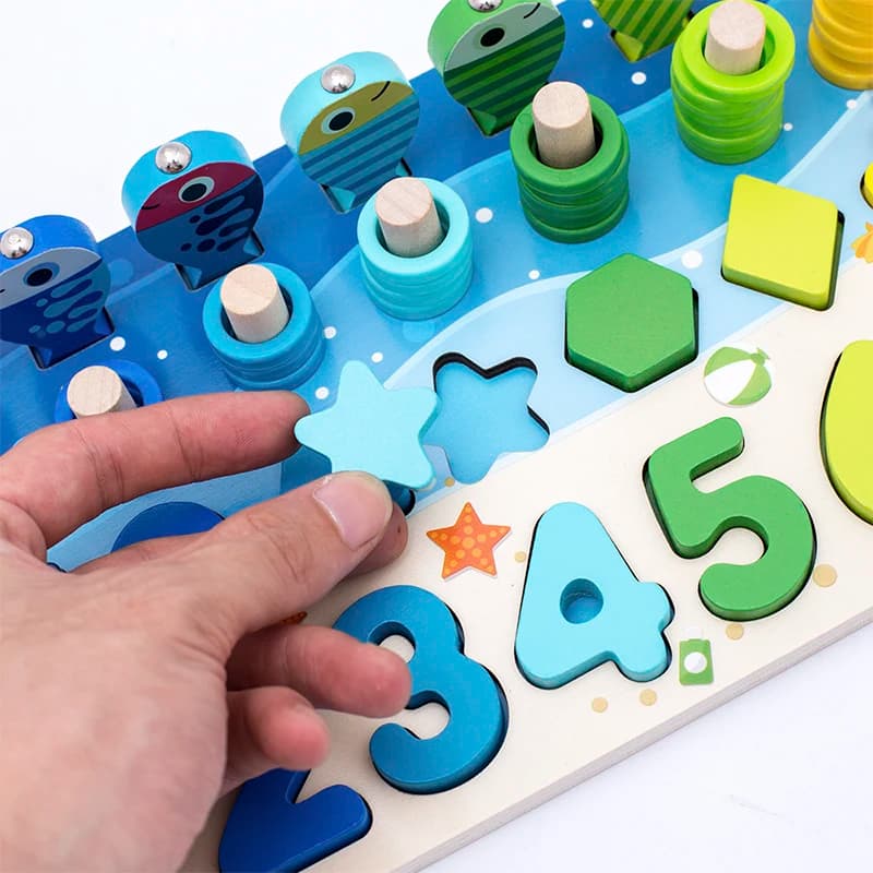 ألعاب تعليمية ثلاثية الأبعاد للأطفال في مرحلة ما قبل المدرسة ألعاب مونتيسوري خشبية صيد مغناطيسي حسابي مطابقة الأشكال الرقمية ألعاب بناء المكعبات - 4