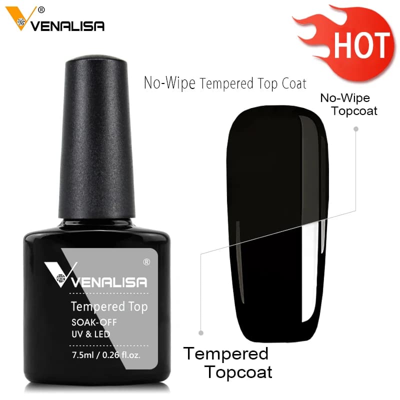 Hot Sell Venalisa Nail Art 7.5ml Tempered Top Coat Matt Top Primer Base Coat Color Gel Nail Polish UV Gel Soak Off Manicure - 3