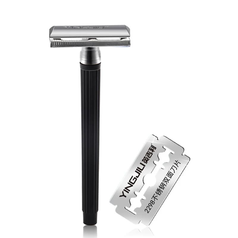 1 Razor Handle + 1 Blade Men Shaving Classic Manual Shaver Double Edges Safety Razors Metal Traditional Shaver